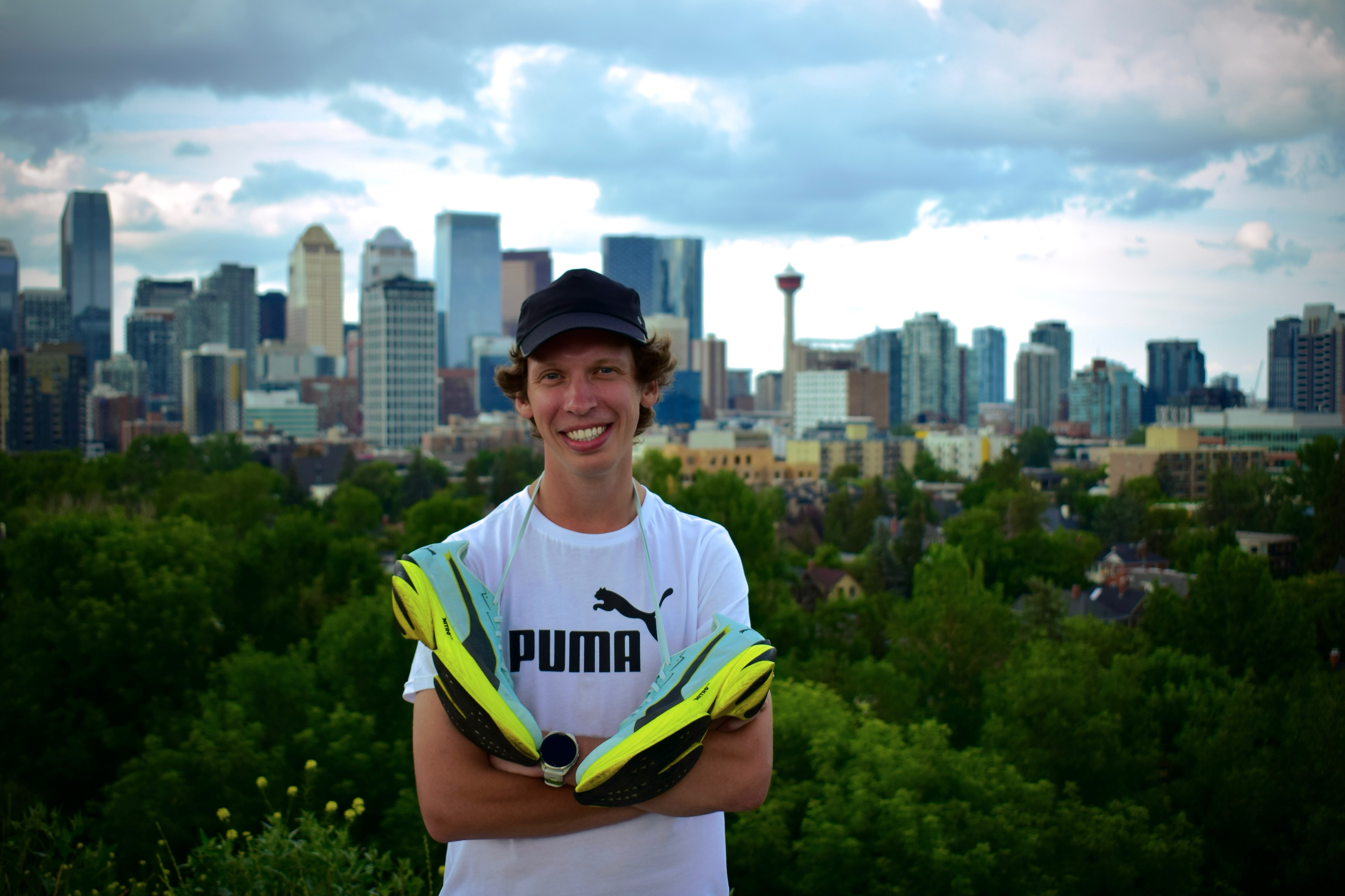 Matthieu Fawcett overlooking the Calgary skyline